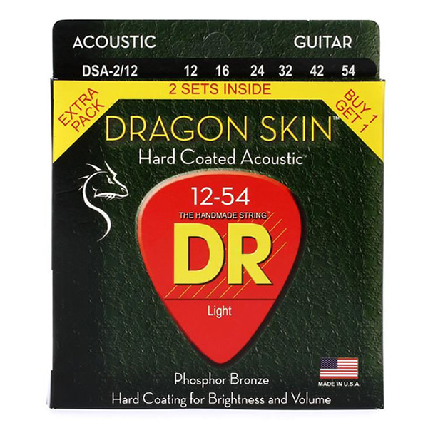 DR Dragonskin K3 Coated 통기타줄 DSA2-12 (012-054) 2SET Extra-Pack