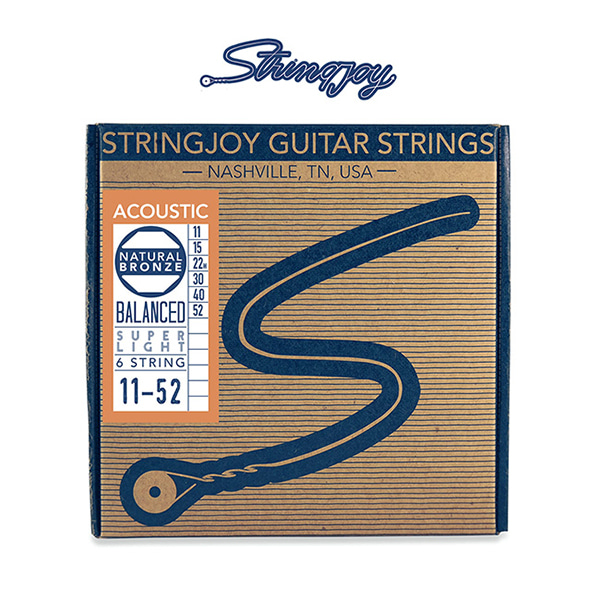 Stringjoy 어쿠스틱 기타 스트링 Acoustic Natural Bronze™  Super Light Gauge 011-052 (SJ-NB1152)