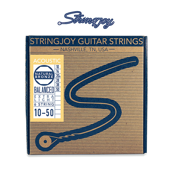 Stringjoy 어쿠스틱 기타 스트링 Acoustic Natural Bronze™  Extra Light Gauge 010-050 (SJ-NB1050)