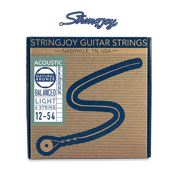 Stringjoy 어쿠스틱 기타 스트링 Acoustic Natural Bronze™  Light Gauge 012-054 (SJ-NB1254)