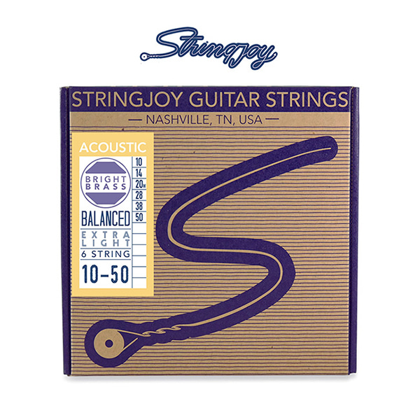 Stringjoy 어쿠스틱 기타 스트링 Acoustic Bright Brass™ 80/20 Extra Light Gauge 010-050 (SJ-BB1050)
