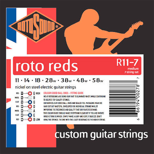 RotoSound ROTO REDS 7-ST / 로토사운드 7현 일렉기타 스트링 011-054 (R11-7)